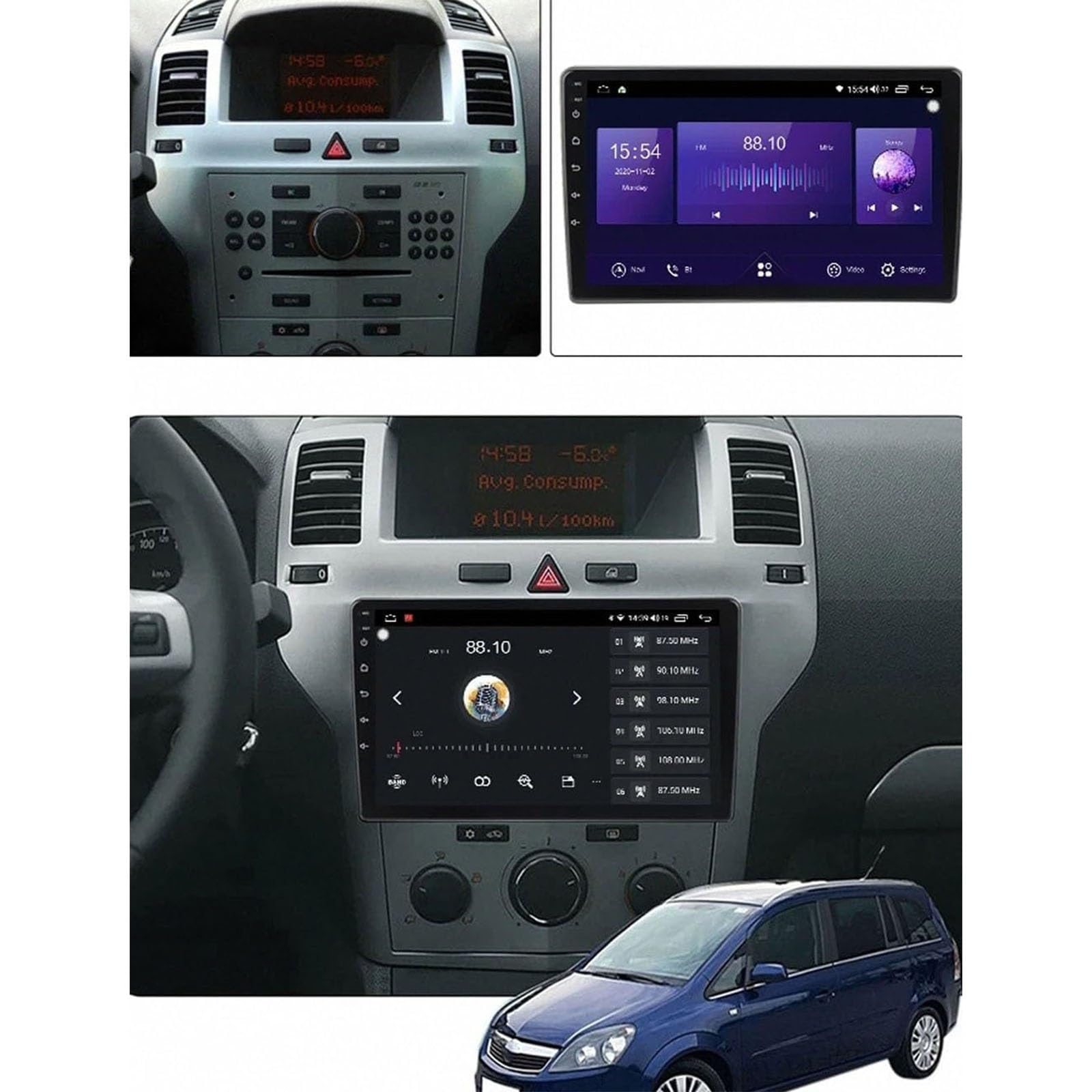 Radio samochodowe do Opel Zafira B Astra H 2004-2014 | Ekran dotykowy z systemem Android 15 z bezprzewodowym systemem Android Auto GPS WiFi Navi SWC FM (8-rdzeniowy 3+32 G)