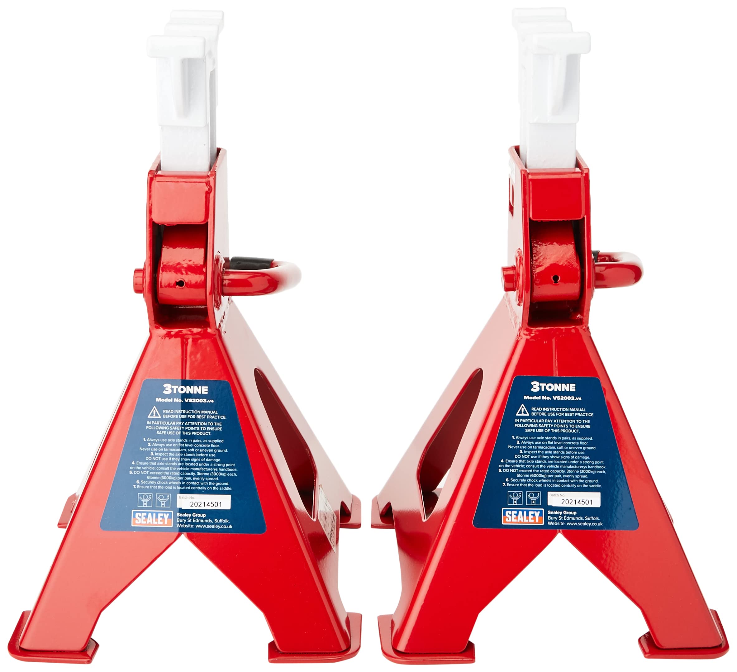 Sealey Load Axle Stands 3-Tonne Capacity/Stand 6-Tonne/Pair Ratchet Type VS2003