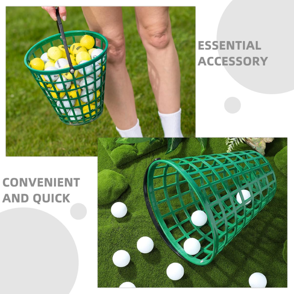 PRETYZOOM Cesta Organizadora de Balones de Golf de Plástico 2 Piezas | Verde, Capacidad para 100 Unidades, Portátil y Resistente, para Jardín y Organización de Bolas