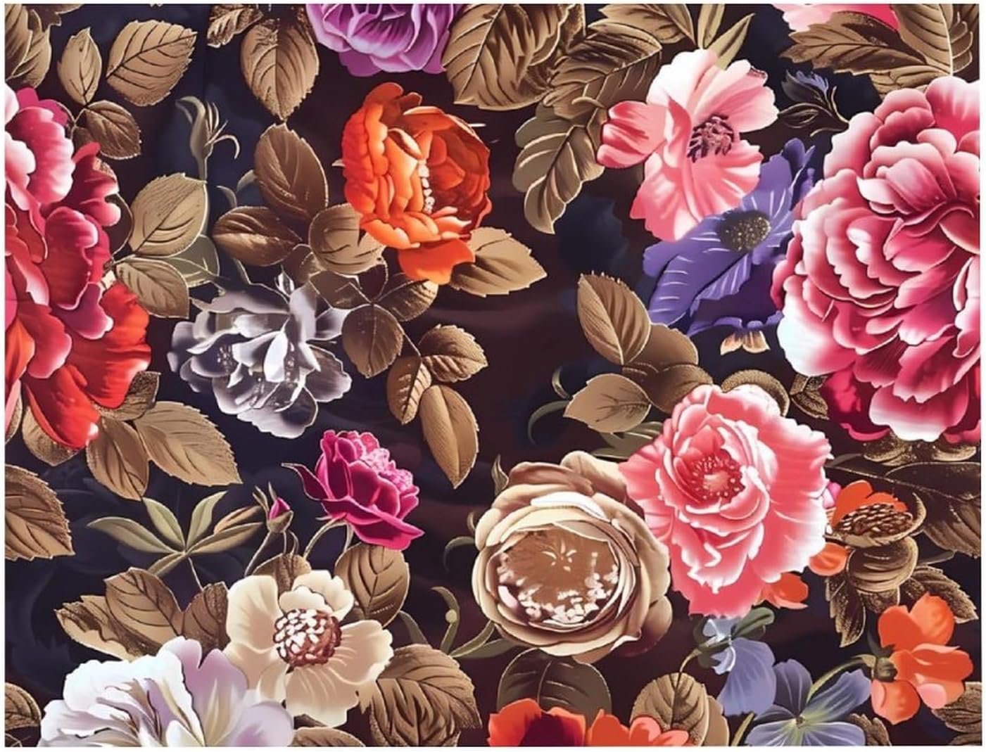 Elegant Roses Floral Pattern Printed Diamond 5D Painting Kits DIY Full Drill Crafts for Home Wall Decor 16x20 Inch Yellow Wood 50 * 40cm