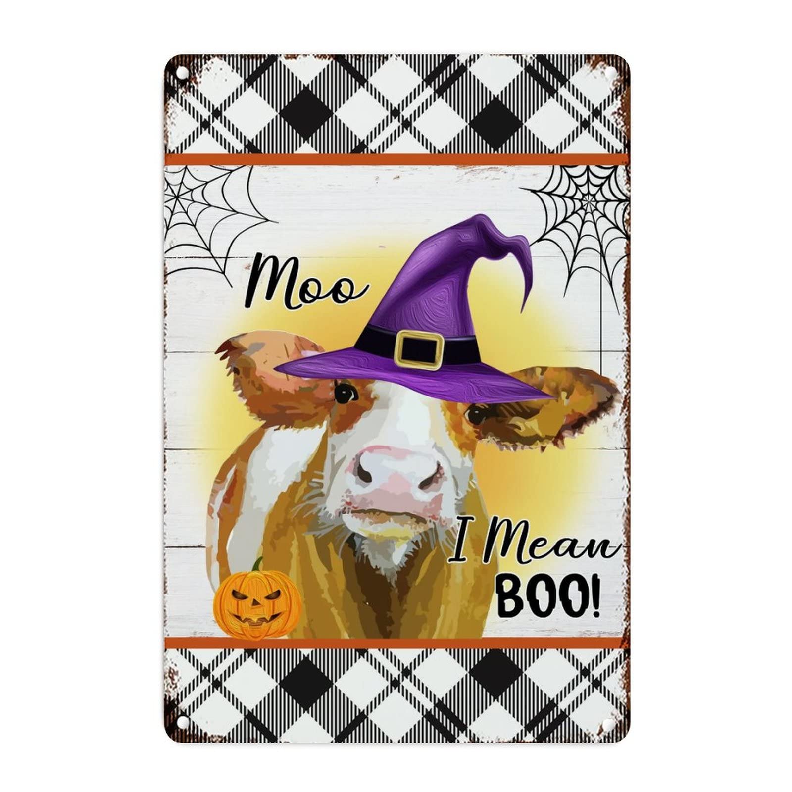 Décoration sorcière vache en métal Halloween : idée cadeau originale