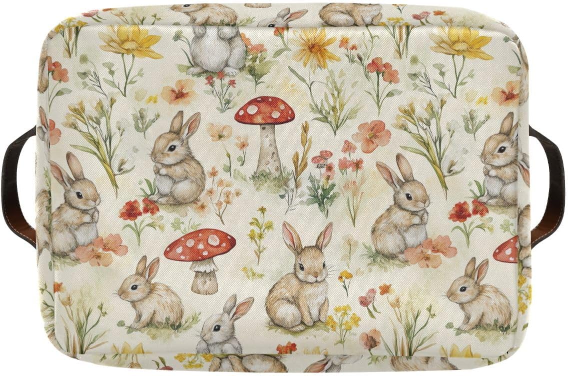 Easter Mushroom Bunny Rectangular Storage Basket Organizer Bin Shelf Baskets For Clothes Gifts For Home Office Dorm - Image 9