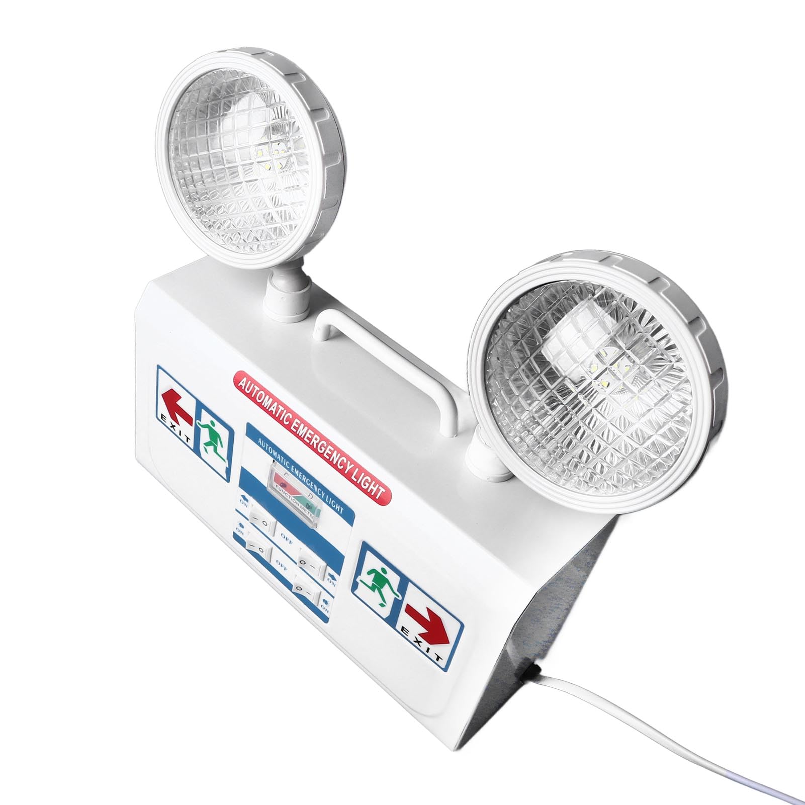 Éclairage Principal à Distance de Secours 2 Têtes de 3 W Luminaires D'éclairage de Secours Commerciaux Fixés au Mur Prise UE 85 à 265 V pour Usine de supermarché Batterie 1800 MAh