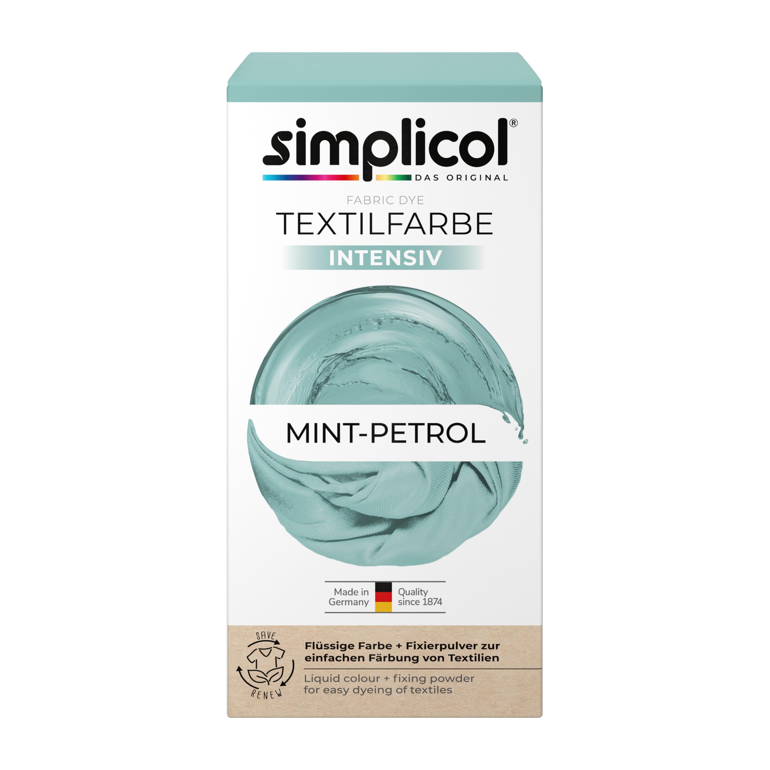 simplicol Textilfarbe intensiv Mint-Petrol – 1er Pack