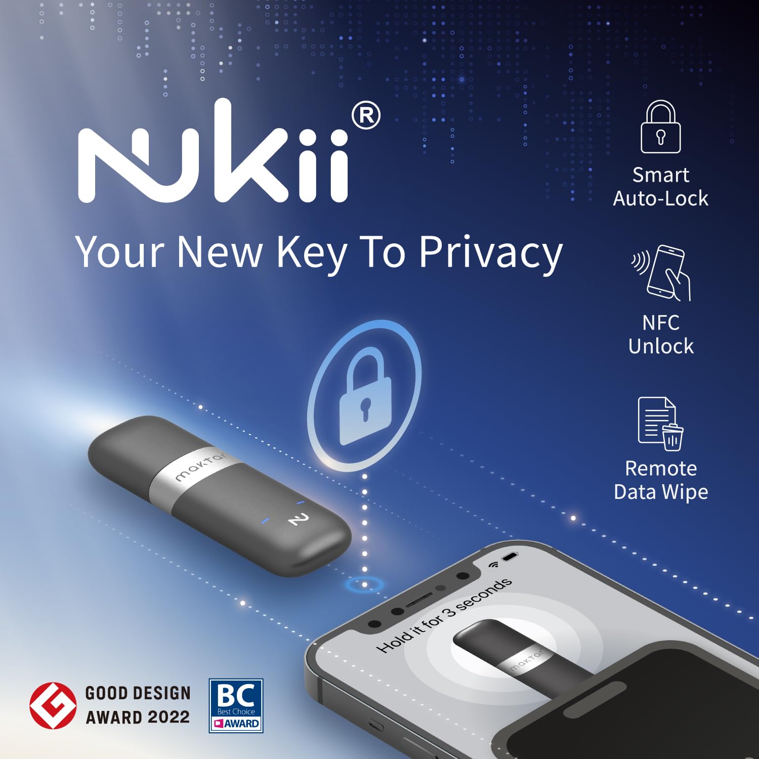 Amazon.com: Maktar Nukii Encrypted Flash Drive - Patented NFC Security USB  | Data Locker, Electronic Password Keeper, Write Protect USB, iPhone  Security Key & Crypto Phrase Storage 256GB : Electronics