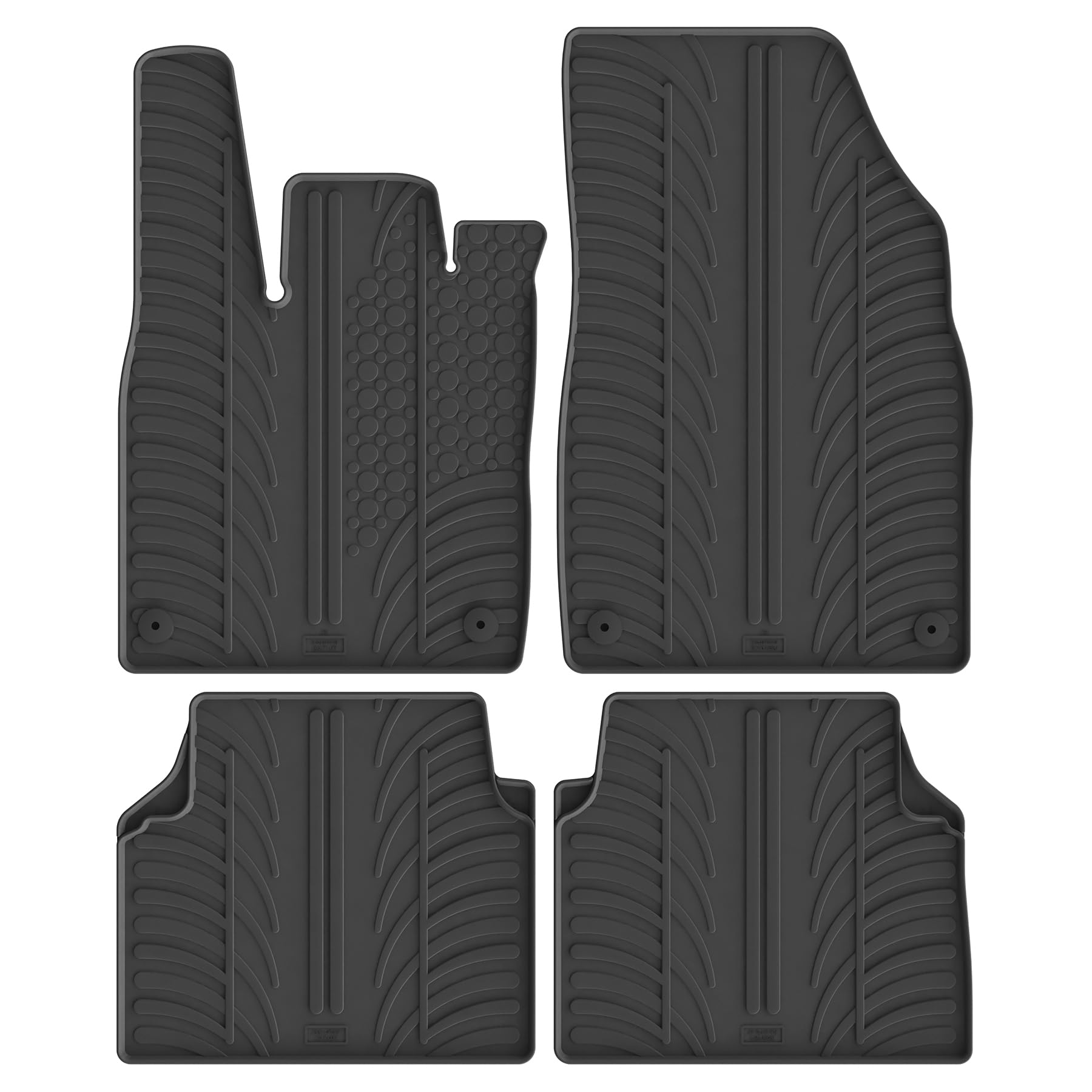 Gledring Set of Rubber Mats Compatible with Volkswagen ID.3 2020- & Cupra Born 2021- & Skoda Elroq 2024- (T Profile 4-Piece + Mounting Clips)