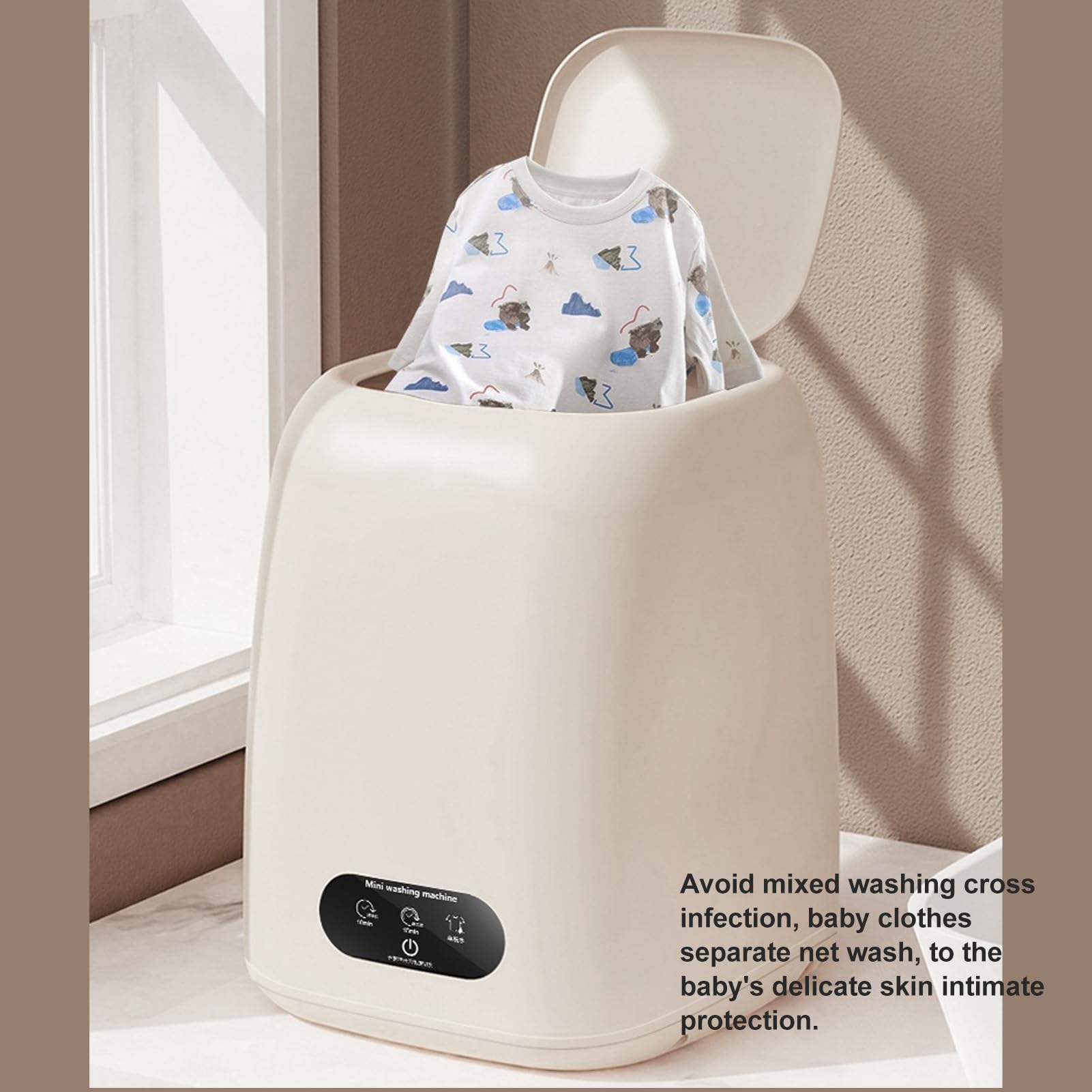 Lavadora Portátil, Lavadora Pequeña de 9 L, Lavadora de Ropa Multifunción y Secadora Giratoria para Apartamento, RV, bebé, Mascota, 100-240 V (Enchufe de la UE)