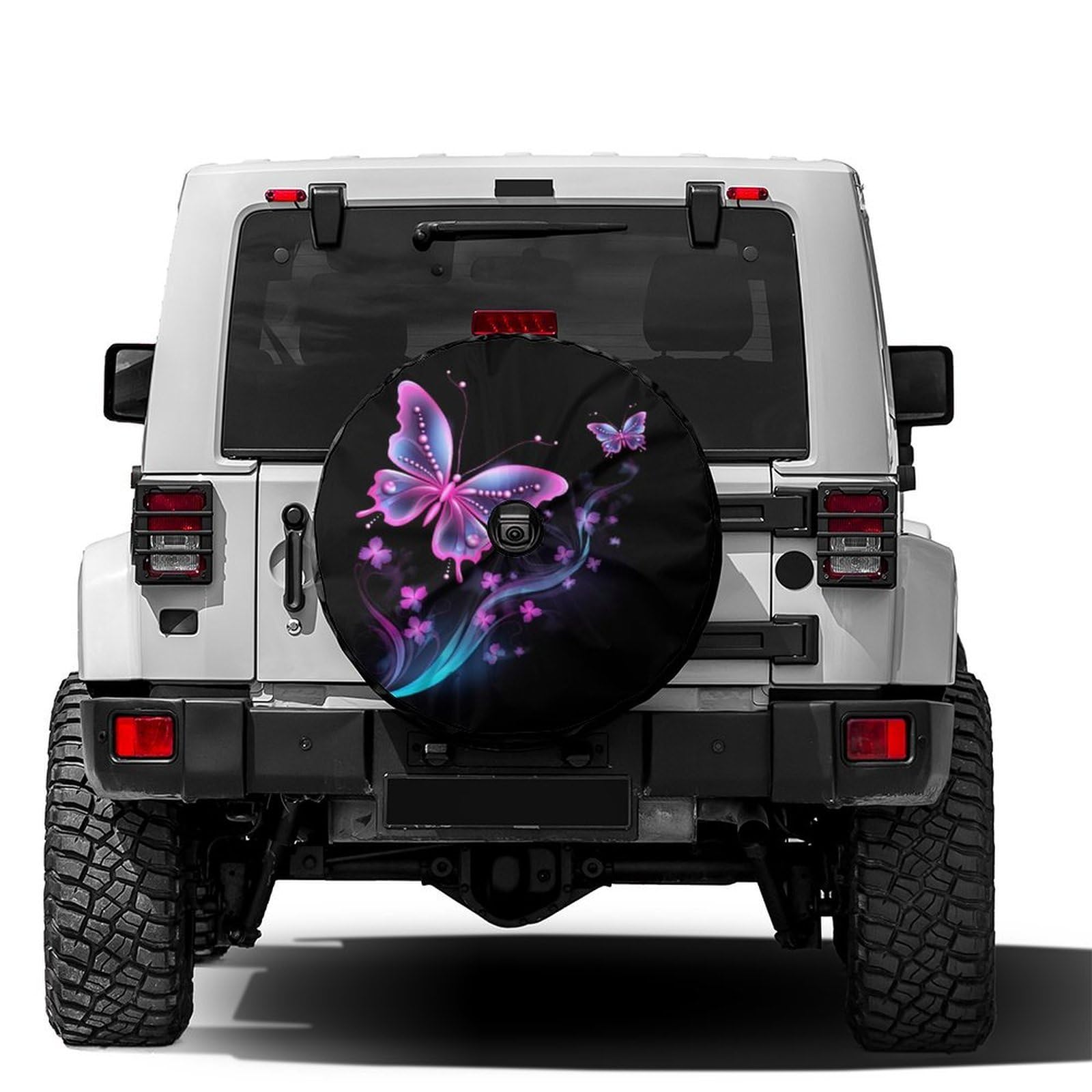 Dujiea Military Tactical Star Spare Tire Cover with Backup Camera Hole, Universal Wheel Tire Cover Tire Protectors for Jeep Trailer RV Van SUV Truck Camper and Many Vehicle 17inch — view 12