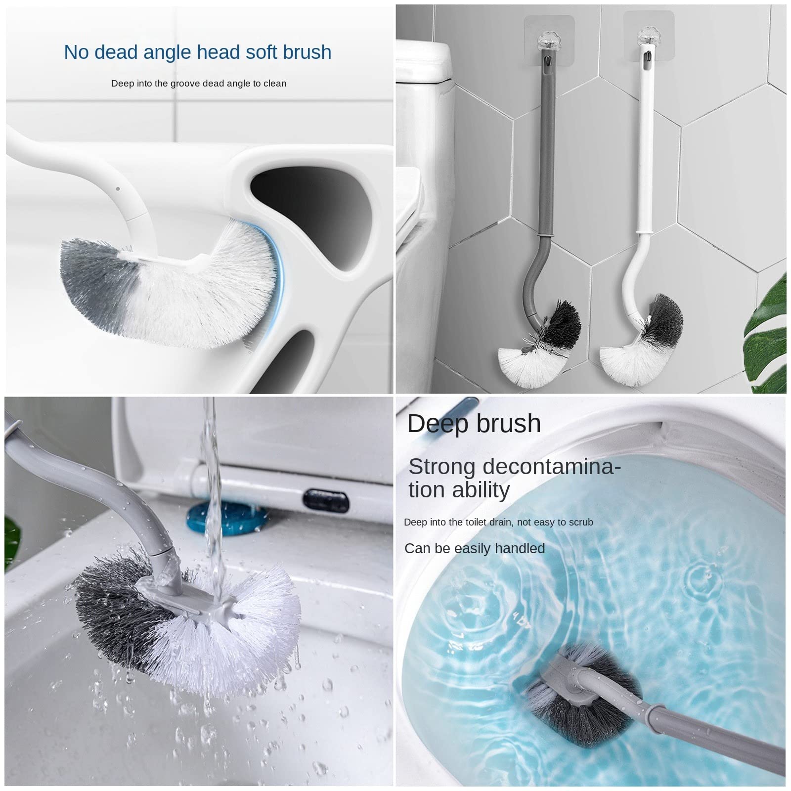 Brosse De Toilette En Forme L Avec Manche En Bois - 41 Cm, Nettoyage Efficace Et Hygénique