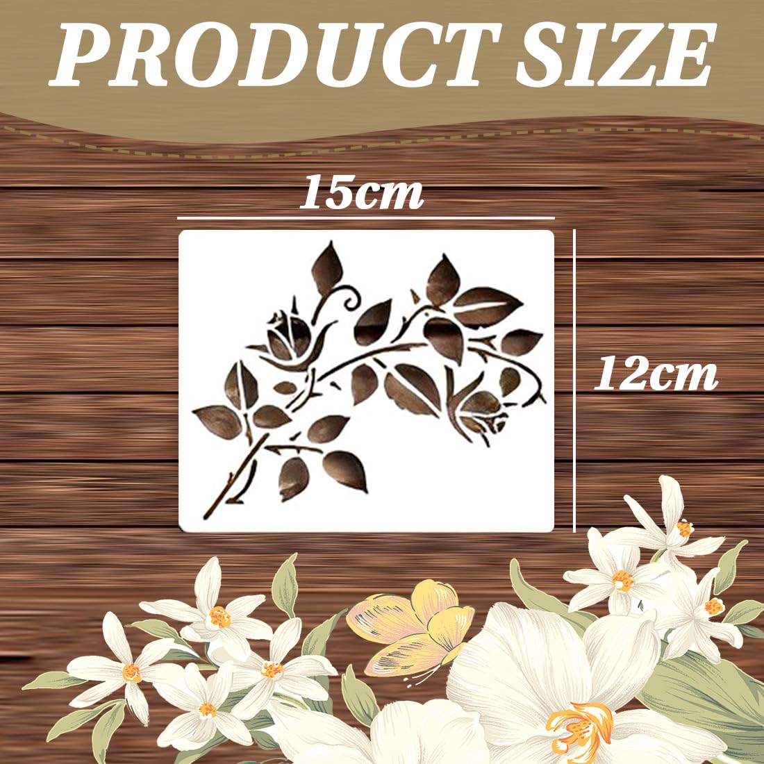 ZOCONE Stencil per pittura floreale, 12 pezzi, stencil per disegno con fiori selvatici, stencil per pittura artistica su legno, tela, parete, scrapbooking, modello per disegno fai da te