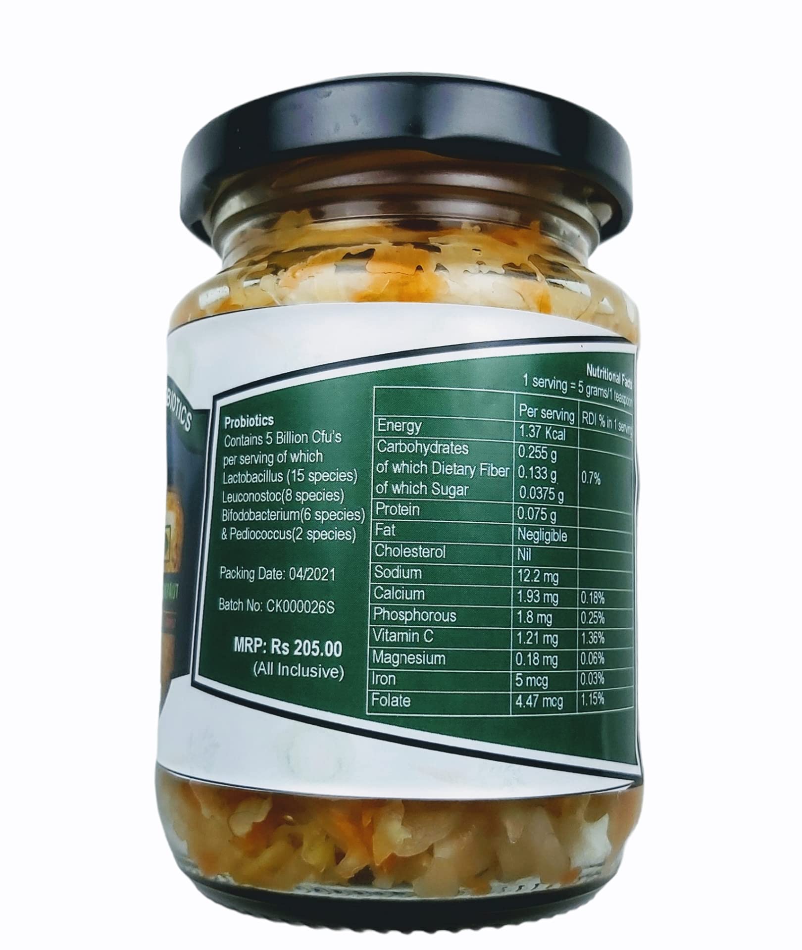 Hands on Tummy - Sauerkraut (110 Grams) - Probiotic - Fermented Cabbage + Carrot Mixed Pickle - Organic - Image 3 thumbnail