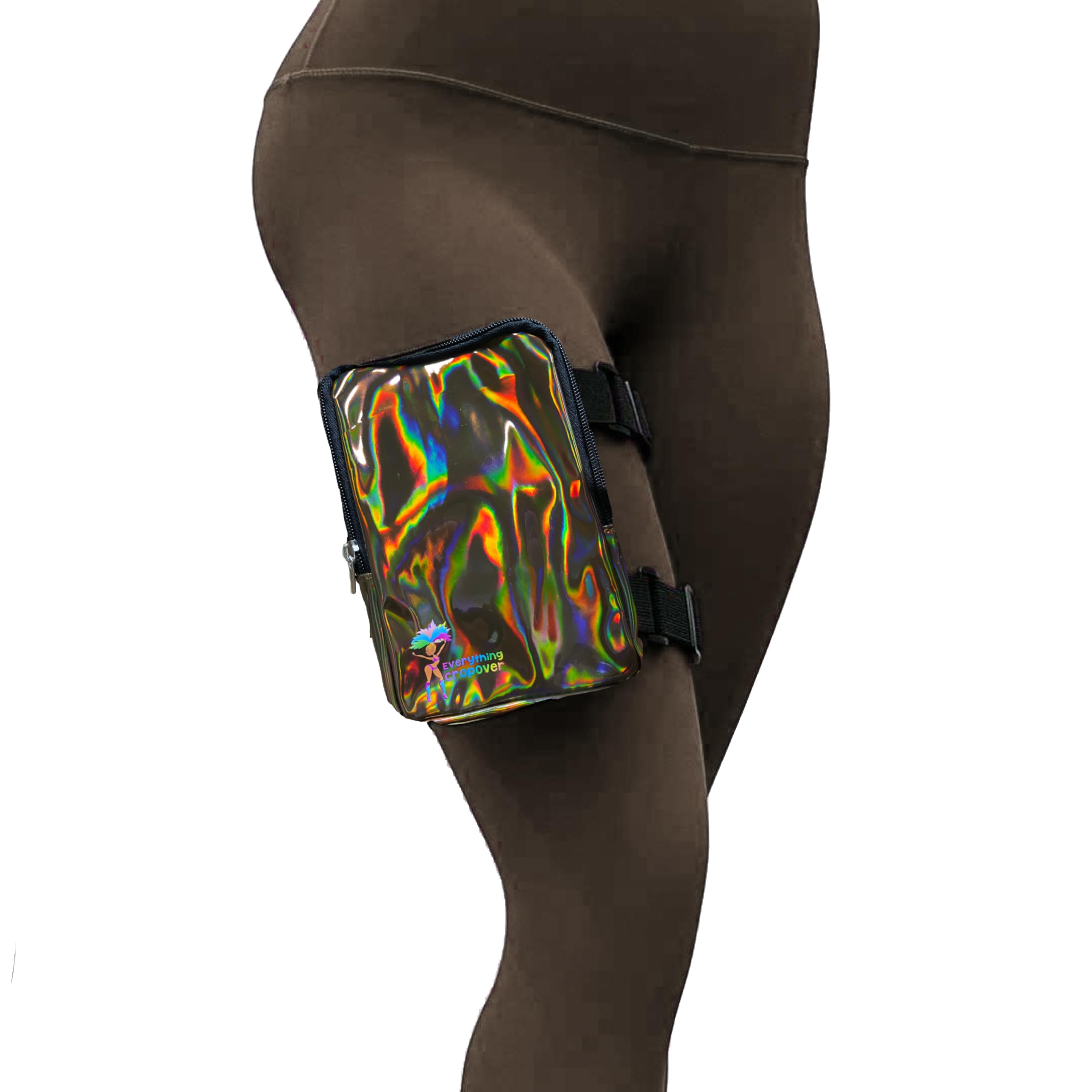 Holografische Oberschenkeltasche, Beingeschirr für Damen, Outdoor-Hüfttasche, Karneval, Wandern, Reisen, Bauchtasche mit verstellbaren Riemen, Braun, Einheitsgröße, Normale Oberschenkeltasche
