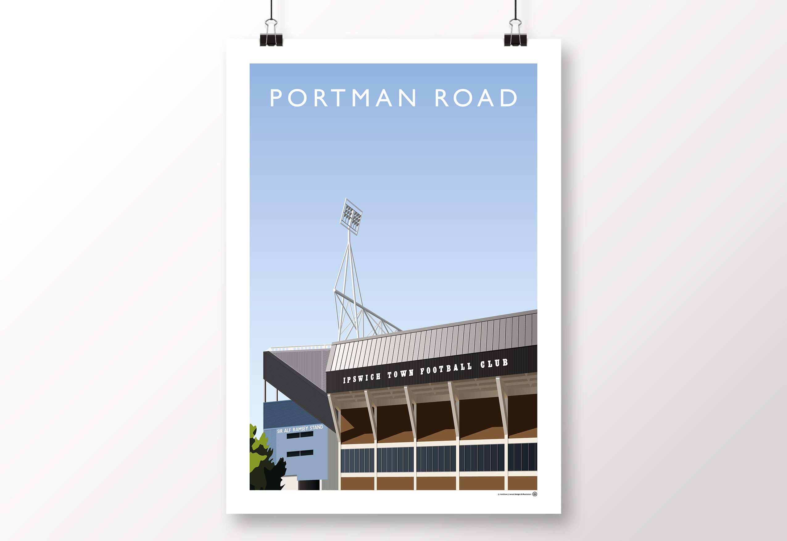 Affiche Portman Road Stadium Ipswich Town FC A3 - Idée cadeau originale pour supporter