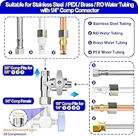 Vista 3 de Válvula de Parada en T - 0.95 cm Comp x 0.95 cm Comp x 0.63 cm Comp Válvula Add-A-Tee de Latón, Adaptador de Alimentación de Agua para Refrigerador