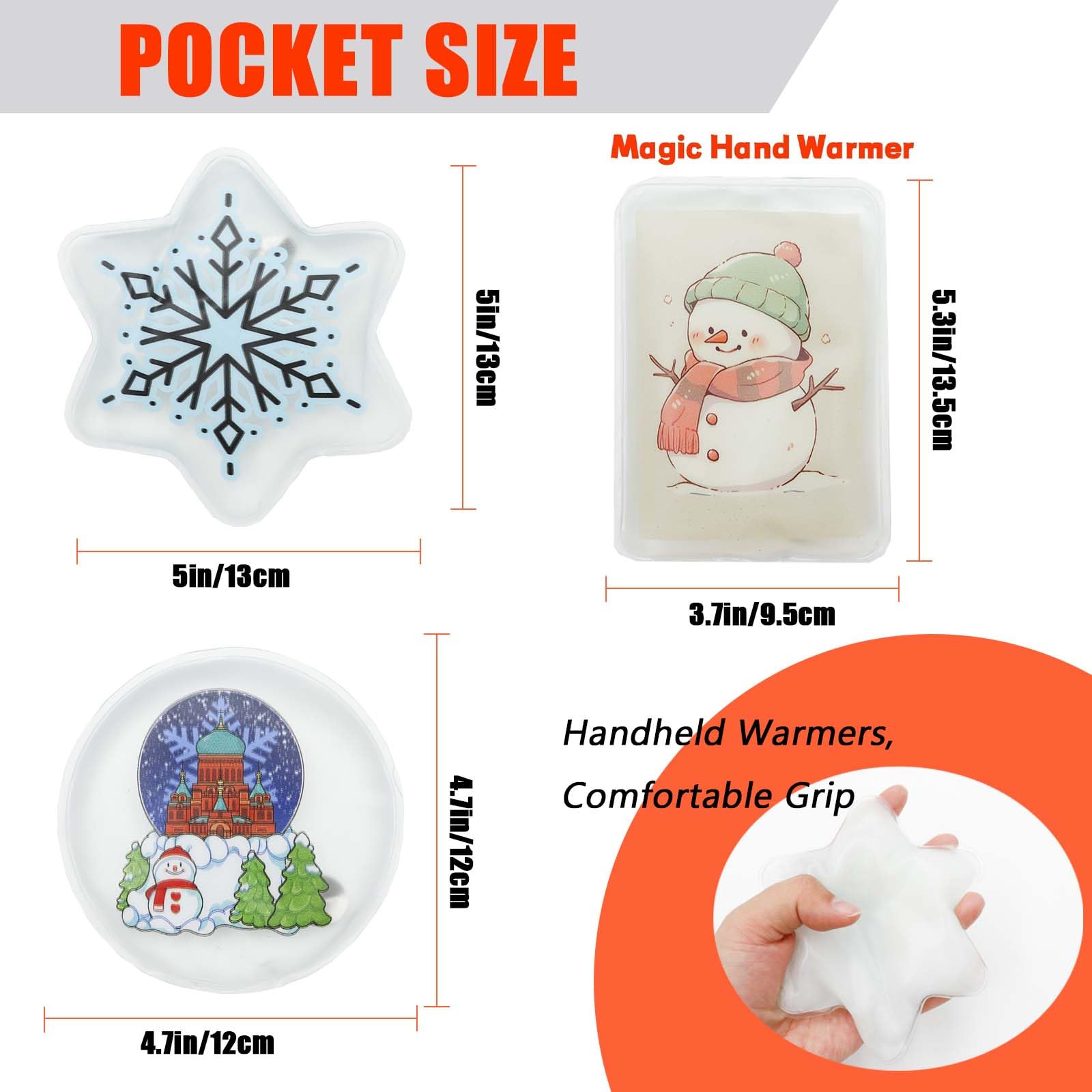 Hand Warmer,Portable Pocket Body Warmers,Natural Odorless Hand Warmer,Ideal for Camping & Hiking,Long-Lasting Warmth,Safe Click-Heating(Set of 6)