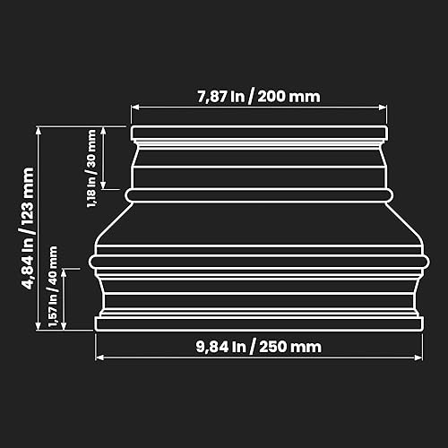 Miniatura 9 de Reductor de conductos de ventilación de 8 a 6 pulgadas - Conector redondo de acero galvanizado - Montaje de conducto - Acoplamiento de aumento del