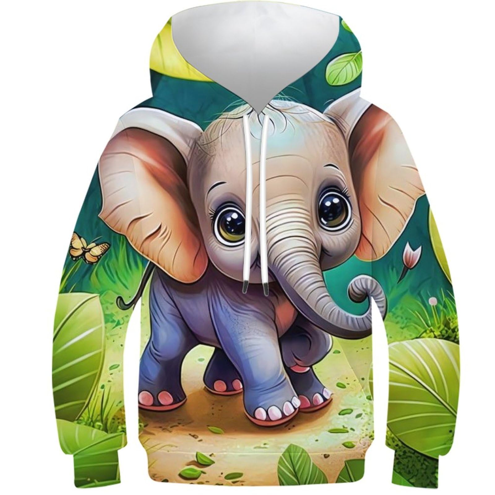 Elefante Sudaderas con Capucha para Niño Y Niña Impresión En 3D Linda Jerséis Sudadera Ligera Sudadera con Cordón Y Bolsillos 6-15 Años