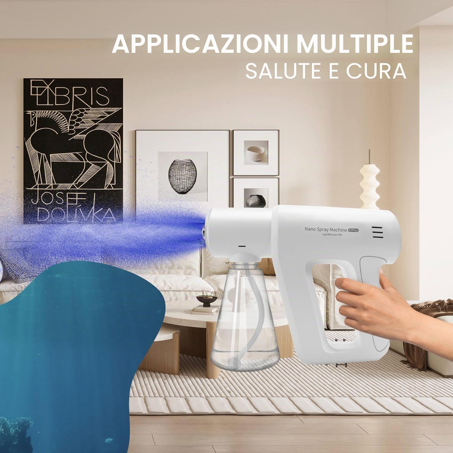 Spruzzatore atomizzatore,Ricaricabile ULV Nano spruzzatore con luce blu,Spruzzatore atomizzatore elettrostatico ULV,Spruzzatore portatile elettrostatico