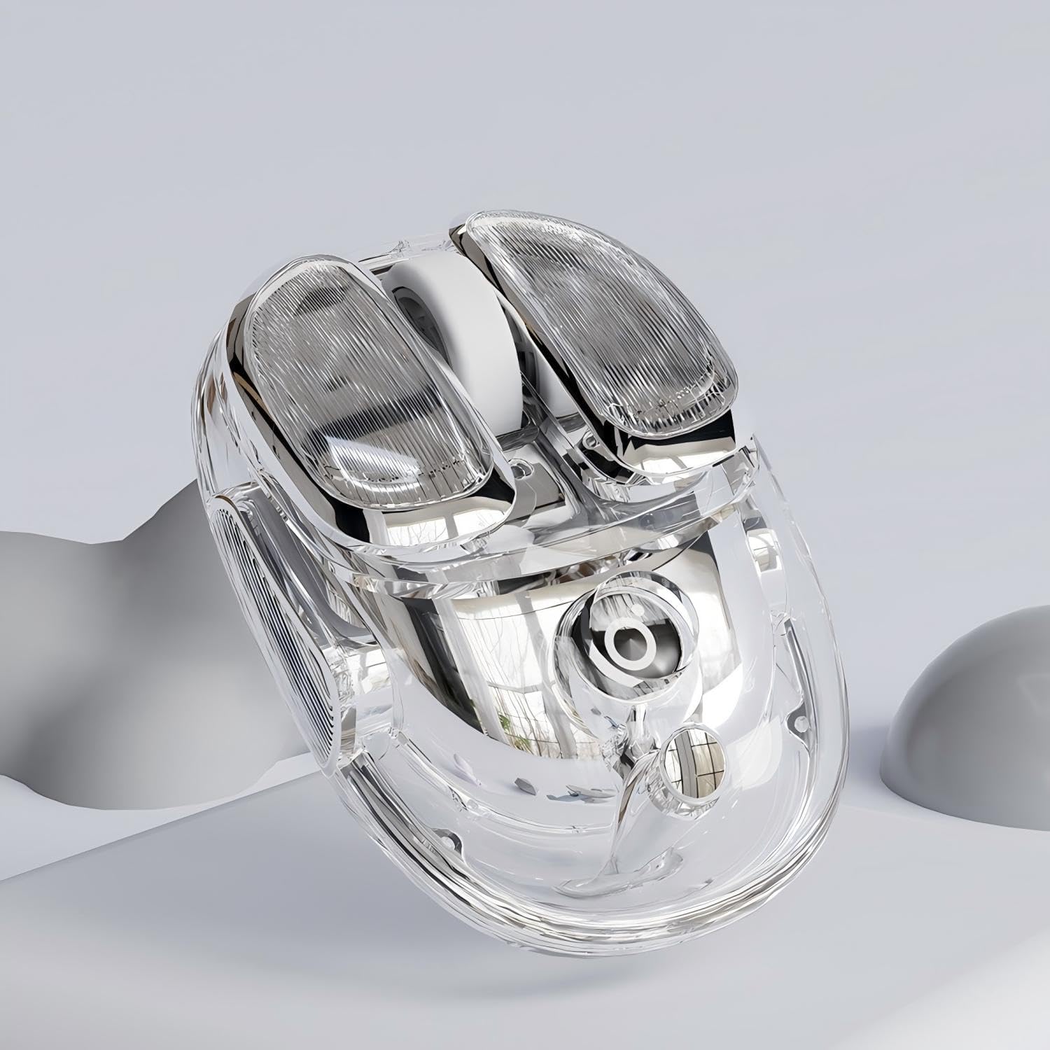 EWEADN Q9 Wireless Clear Mouse Dual Mode Bluetooth & 2.4G USB Computer Mouse with RGB Lighting, Silent Clicks, Multi-Device Compatibility for Laptop, PC, MacBook, iPad Cute Mouse-Sliver Silver