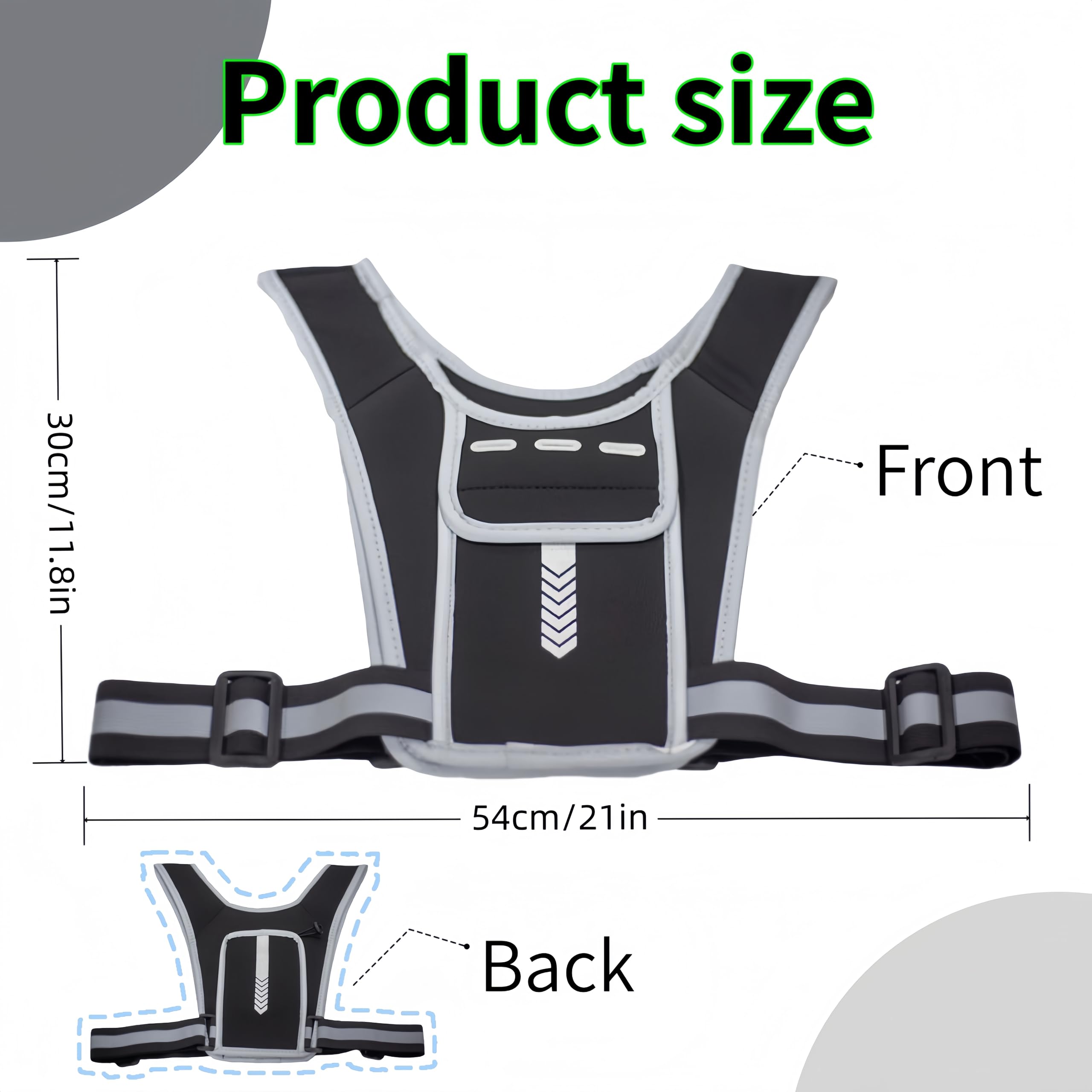Chaleco reflectante para correr ajustable con soporte para móvil hombre mujer