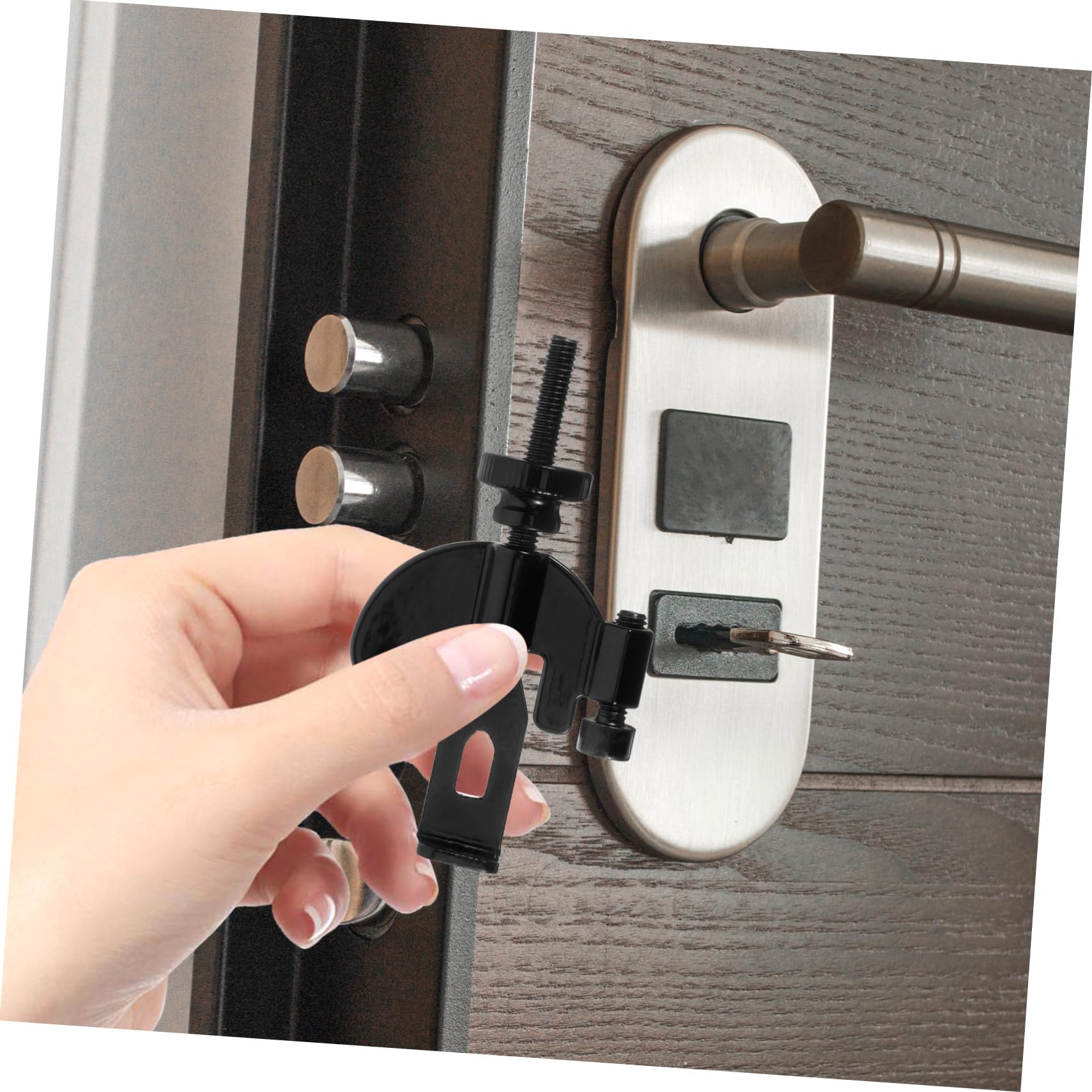 Angoily 4 Stück portable door lock travel door lock reisetürschloß Türsicherheit verriegeln intelligentes Türschloss Türklingel Türstopper tragbares Hoteltürschloss Metall Black