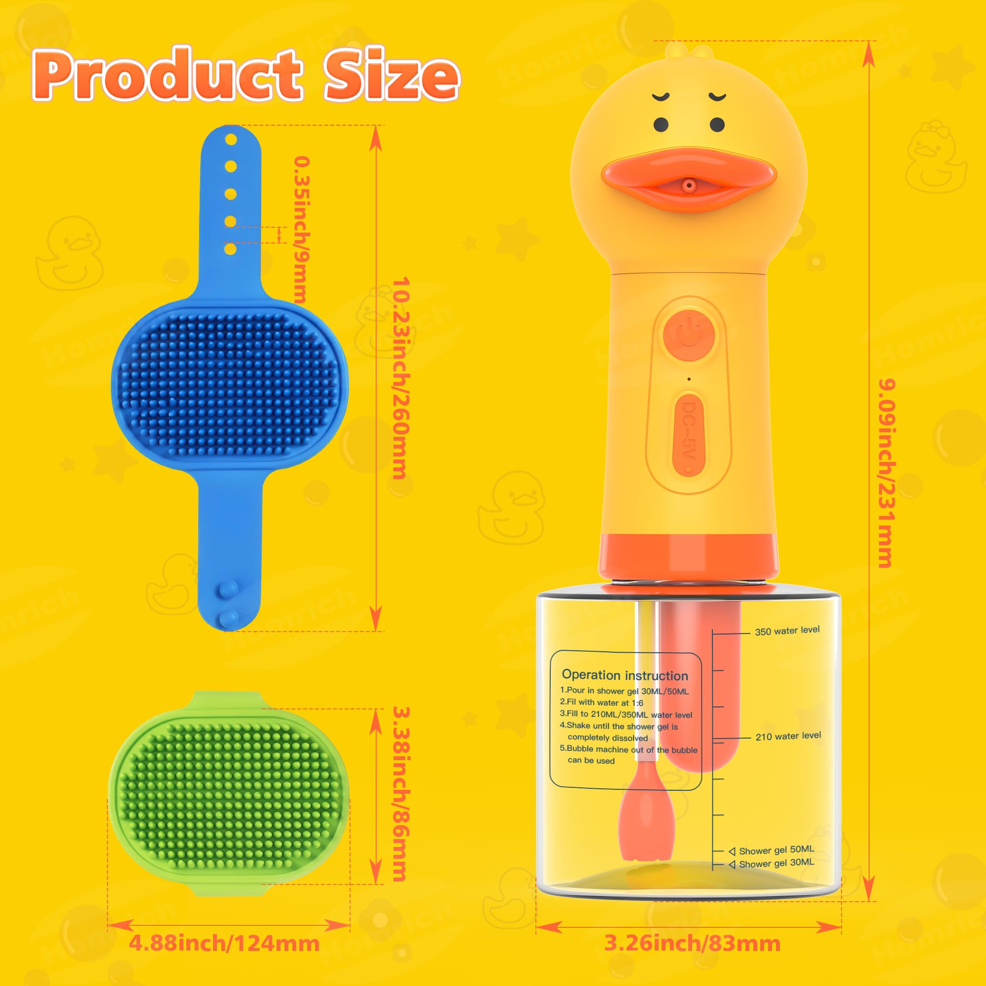 Homrich Distributeur Électrique De Savon pour Chien, Machine Automatique De Mousse De Nettoyage, Pulvérisateur De Shampoing avec Brosse pour Bain Chien Et Chat, Mousseur pour Toilettage D’Animaux