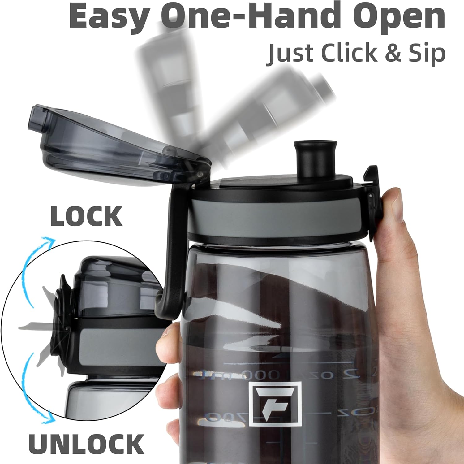 Fanhaw 32 oz Tritan Water Bottle with Chug Lid - Clear, BPA-Free, Lightweight, Wide Mouth, Leak-Proof, Perfect for Gym, Travel, School, Office, and Sports (Gray) - Image 4