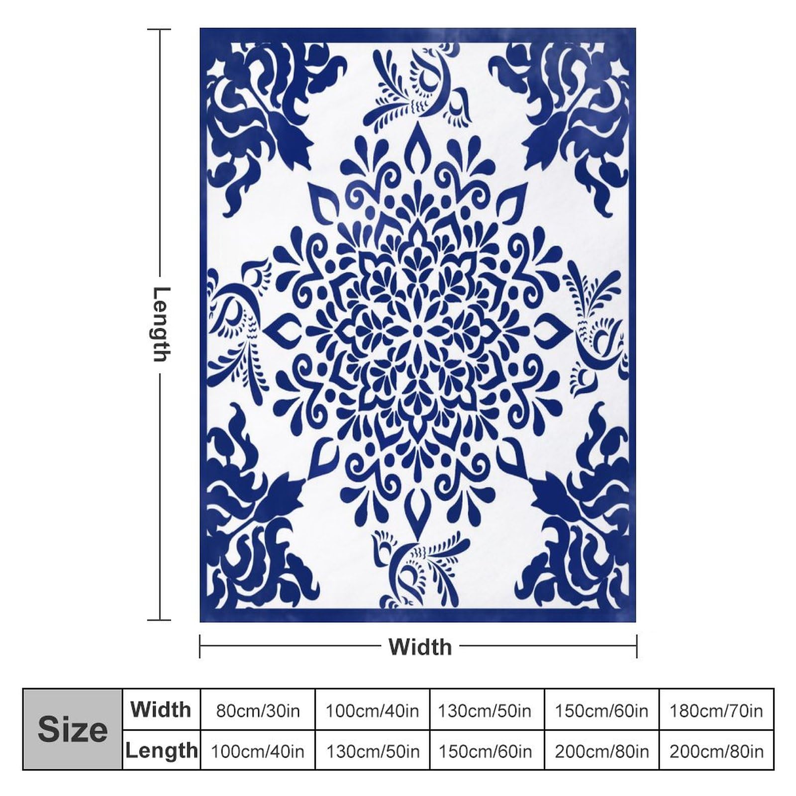 40x50in Flannel Fleece Throw Blanket for Couch Office Bed Chinese Classical Style Blue And White Porcelain Print Lightweight Plush Fuzzy Cozy Soft Blankets And Throws for Kids All Season Use - Image 2