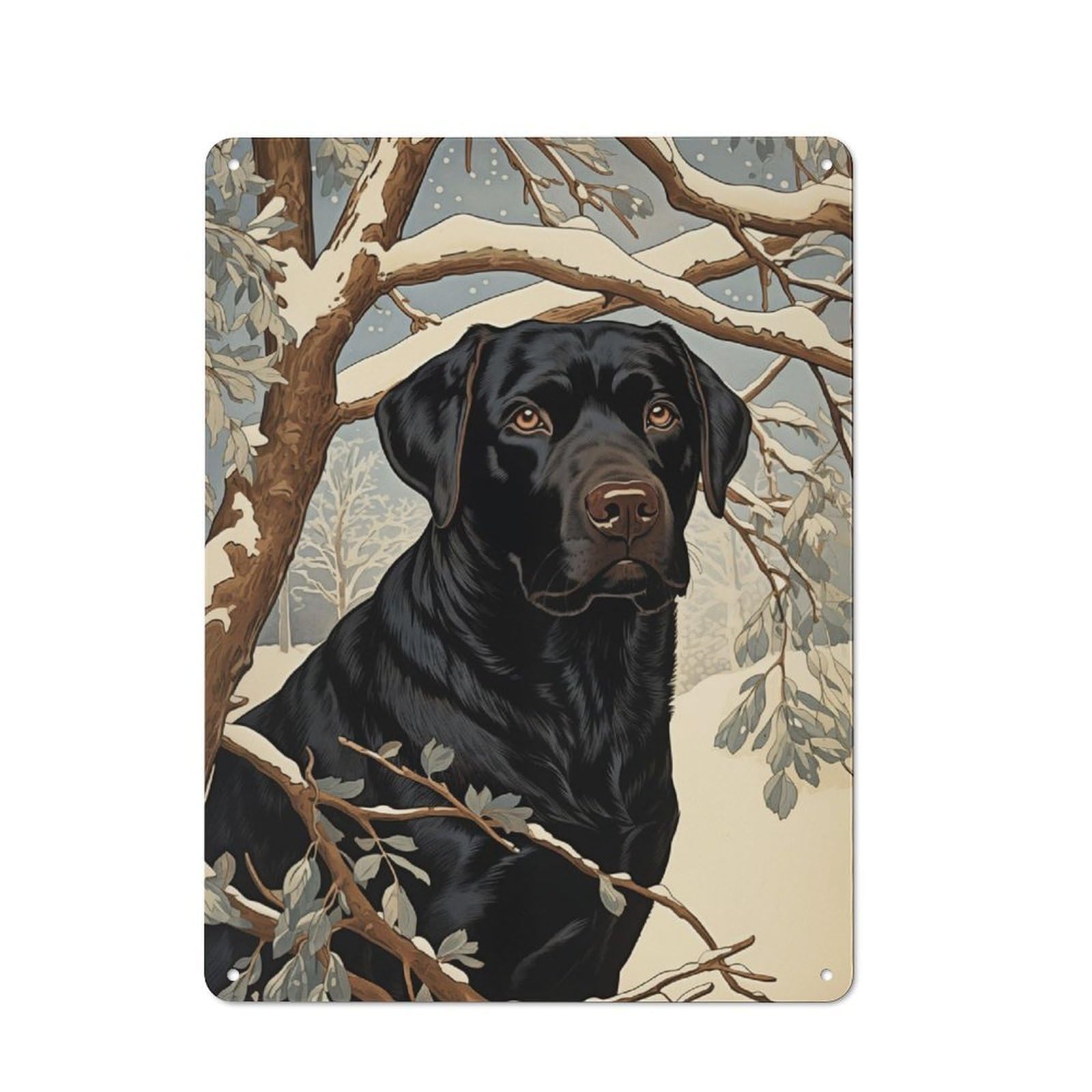 Junmoney Vintage Black Labrador Vintage Metal Wall Sign 40X30cm For Studio Or Craft Room, For Vintage Wall Decor Fans, For Metal Sign Collectors