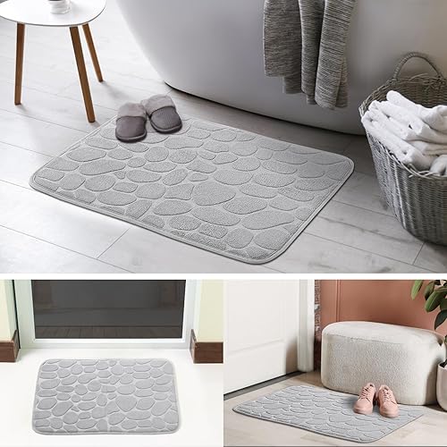 Miniatura 5 de Alfombra de baño de espuma viscoelástica suave y cómoda, cómoda alfombra de baño de adoquines, súper absorbente de agua, lavable a máquina, tapete