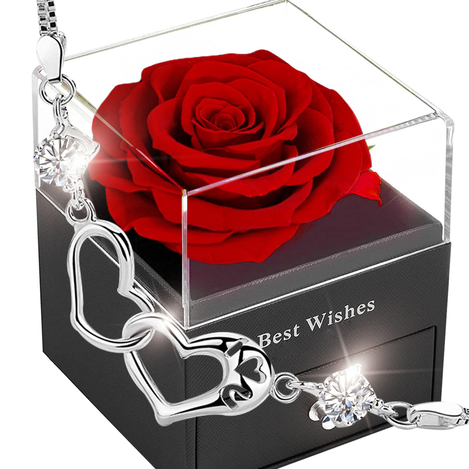 Ewige Rose Geschenkbox Rot,Infinity Rosen, Romantisch Konservierte Rose,Echte Eternal Blumen Für Frauen Women Ehefrau Muttertag Valentinstag Birthday Verlobung Hochzeitstag Jubiläum Christmas