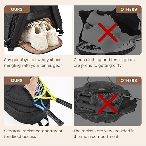 Miniatura 5 de Sucipi Bolsas de tenis para mujer, mochila acolchada para raqueta de tenis, palas de pickleball, bádminton