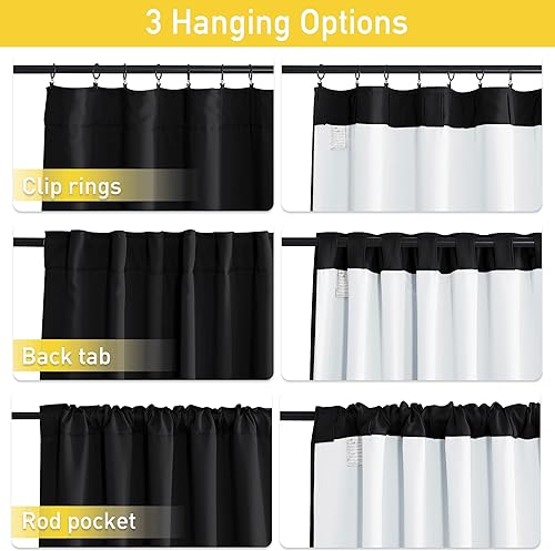 Miniatura 7 de NICETOWN Cortinas de bloqueo de sonido y bolsillo para barra, con forro de ruido, opacas, térmicas, cortinas aislantes de partículas PM2.5 para