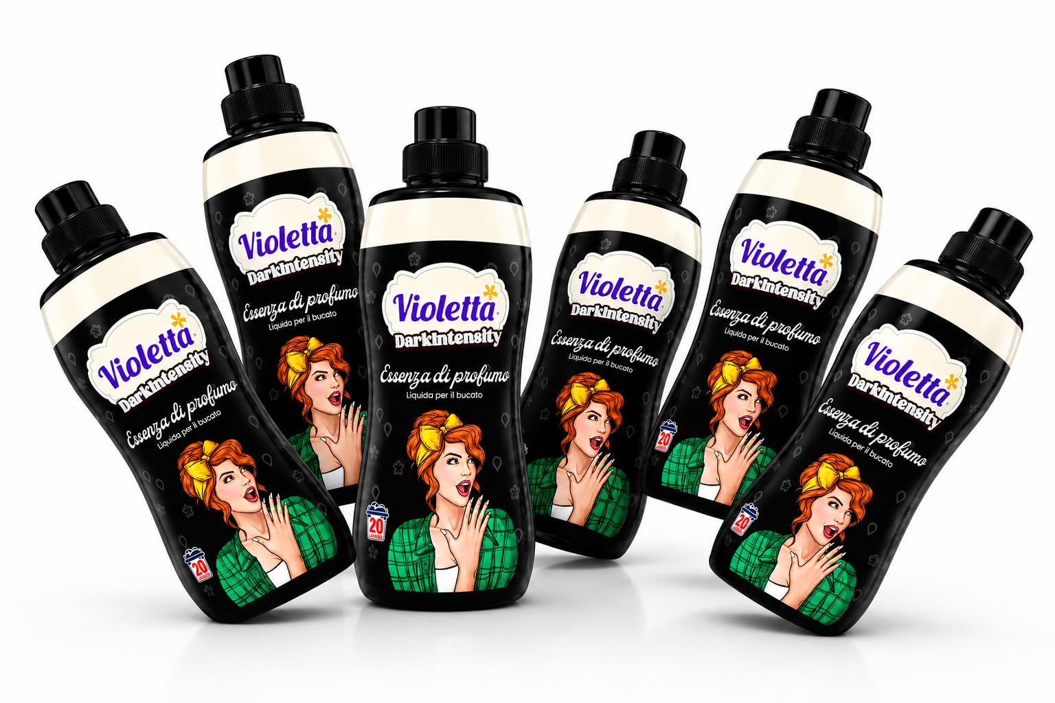 Profumo per Bucato, Essenza Dark Intensity – Profumatore Concentrato per Lavatrice, Fragranza Intensa e Sensuale, Fino a 20 Lavaggi, Profumo Persistente per Tessuti, Biancheria - 6 Unita da 400ml