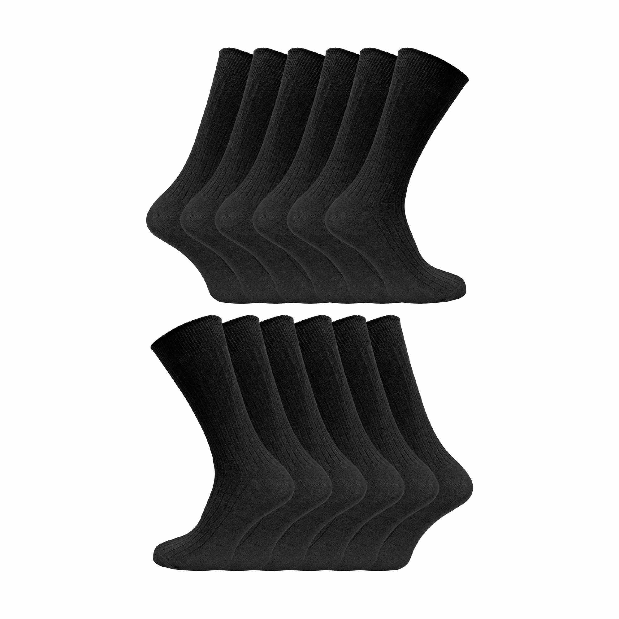 Sock Snob Men's Black 12 Pair Multipack 100% Cotton Socks | | Ribbed Dress Socks | Size 6-11 & 11-14 (6-11, )