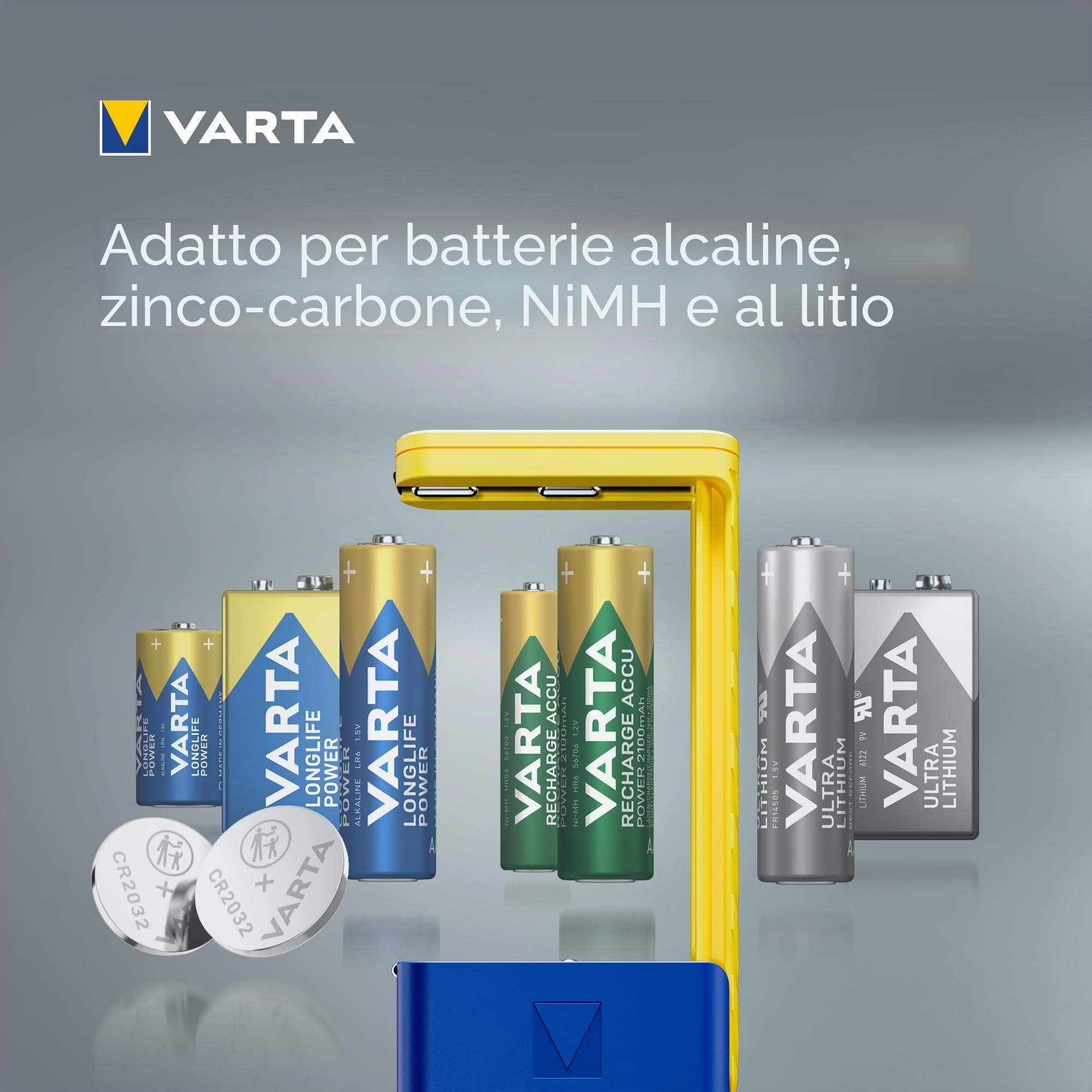 VARTA Tester Batterie LCD digitale per batterie AA AAA C D 9V LR44