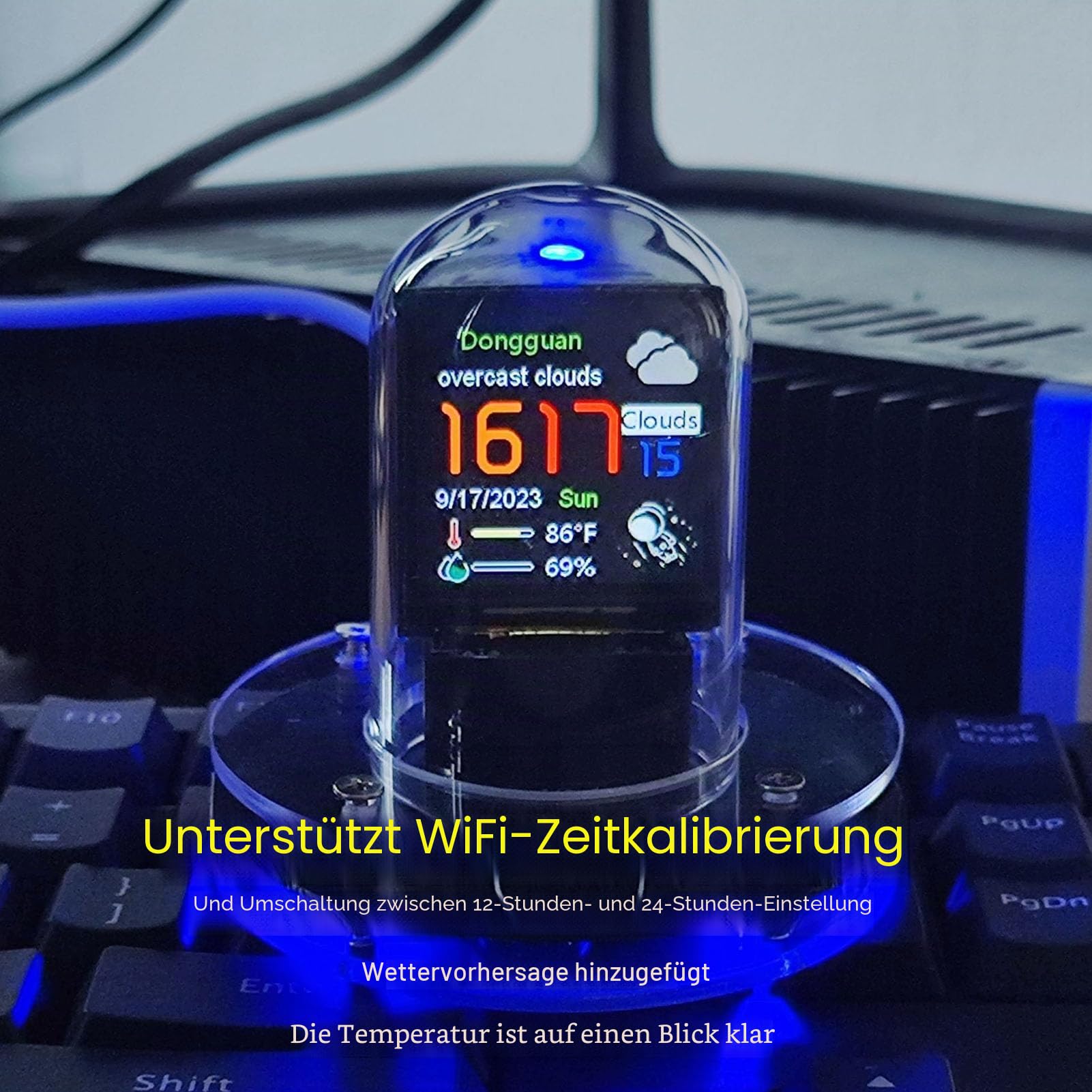 ViaGasaFamido Nixie-Röhrenuhr, Cyberpunk, 12/24-Stunden-Display mit Stimmungsvoller Beleuchtung, Retro für Freunde