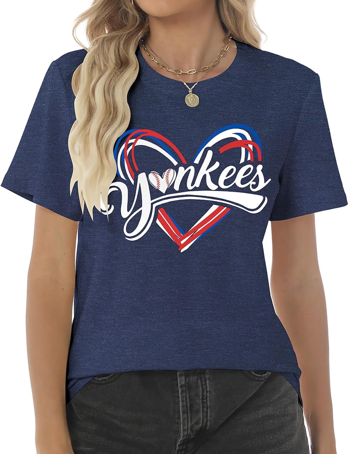 Baseball Shirt for Women Game Day Baseball Fan Shirt Mom Tee Casual Short Sleeve Tops - Image 2