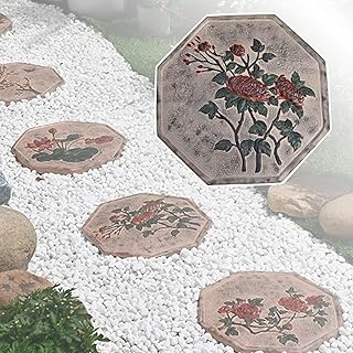 Garden Stepping Stones, Eco-Friendly Resinous Garden Step Stones, Octagonal Courtyard/Path/Lawn/Backyard Decorative Stone(Chrysanthemum)