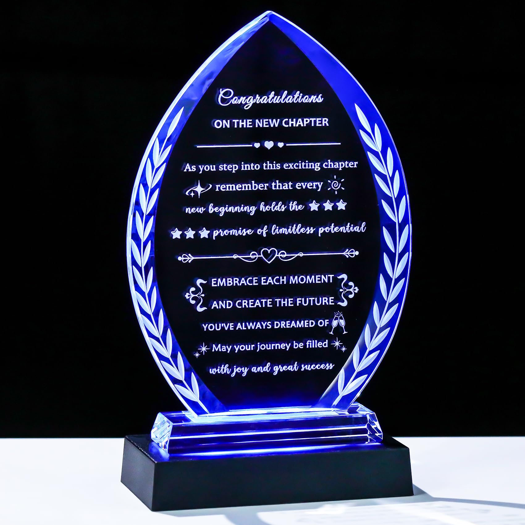YWHL Congratulations New Job Gifts for Women Men New Chapter Crystal Plaque New Chapter Gifts