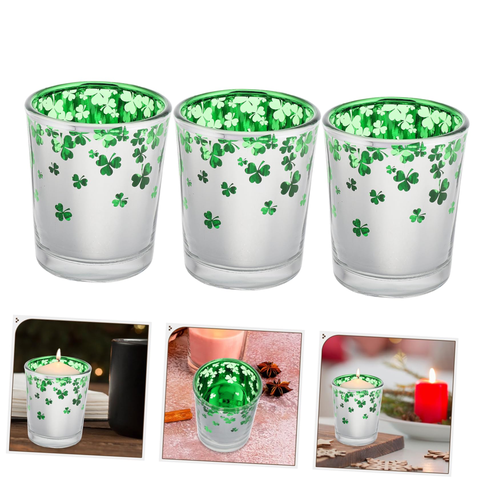 MAGICLULU Candelabro De Vidrio Verde Diseño De para Decorar Centros De Mesa Festivos Día De San Patricio y Bodas