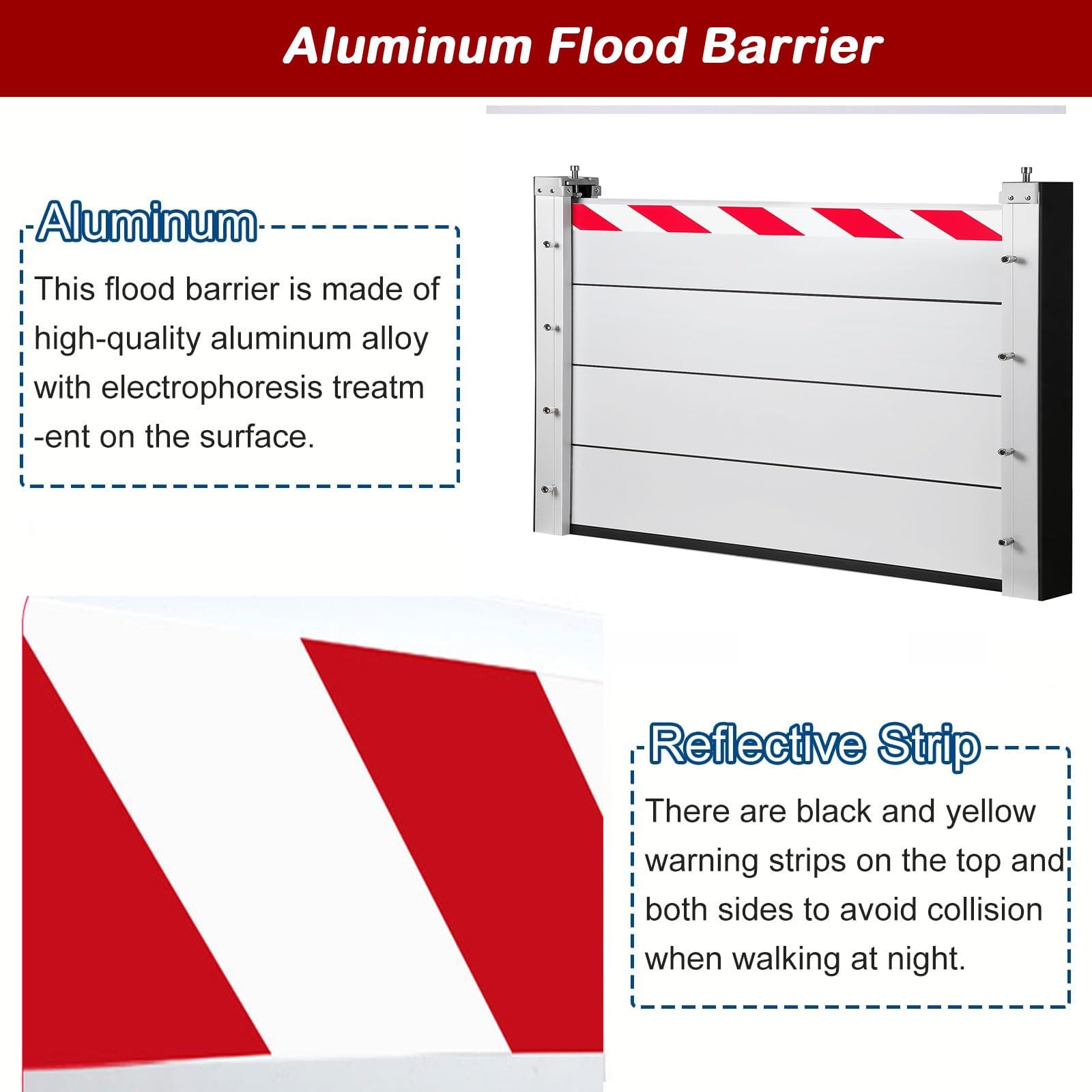 Barrière Anti-inondation Aluminium De 86 96 106 116 126 136 146 156cm Long Réutilisable Batardeau Anti Inondation De 20 40cm High pour Garage Porte(Outside,116 * 20cm)