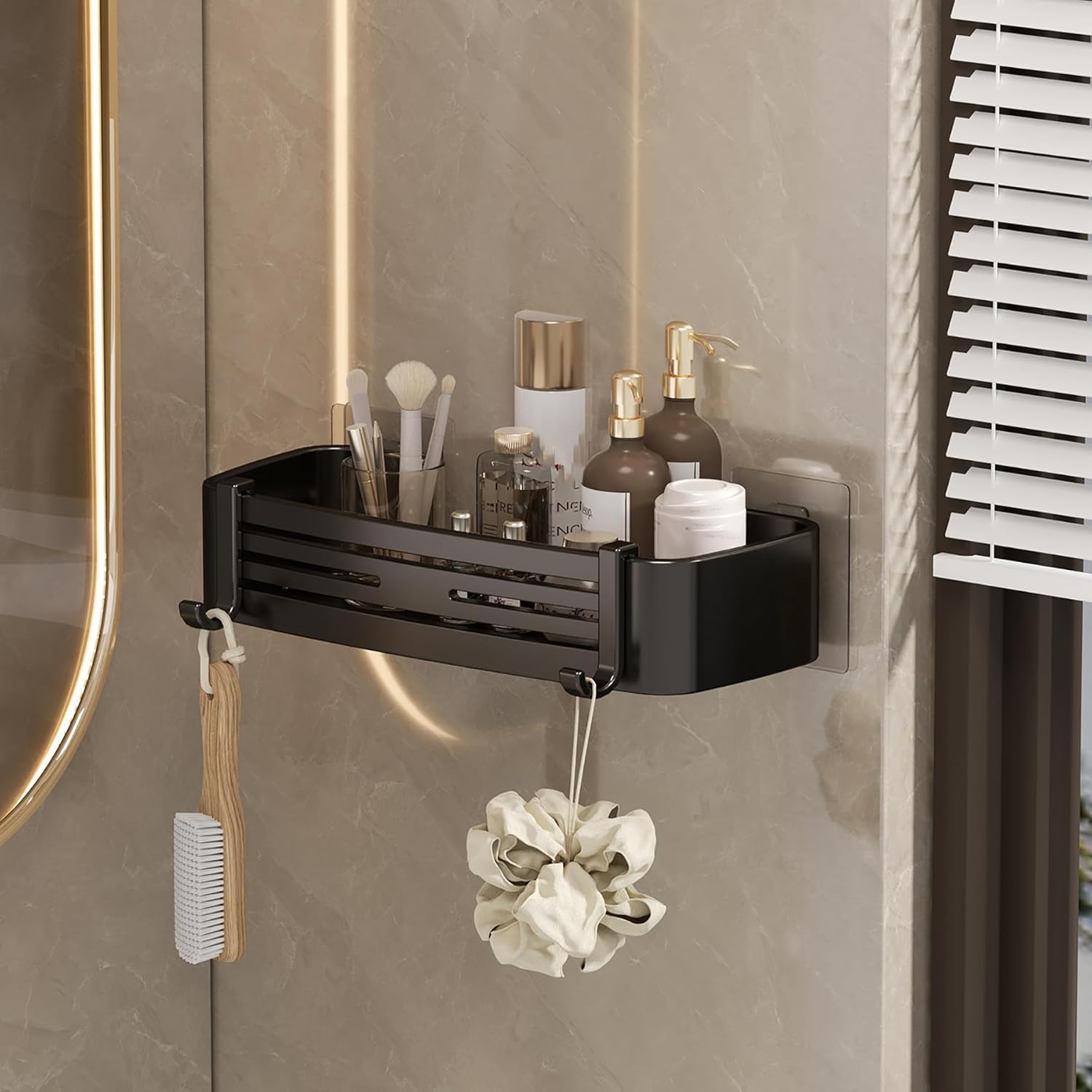 SRURLLUG Shower Caddy Adhesive No Drill Bathroom Shower Organizers Wall Mounted Rustproof Bathroom Holder Organizer for Bathroom Dorm