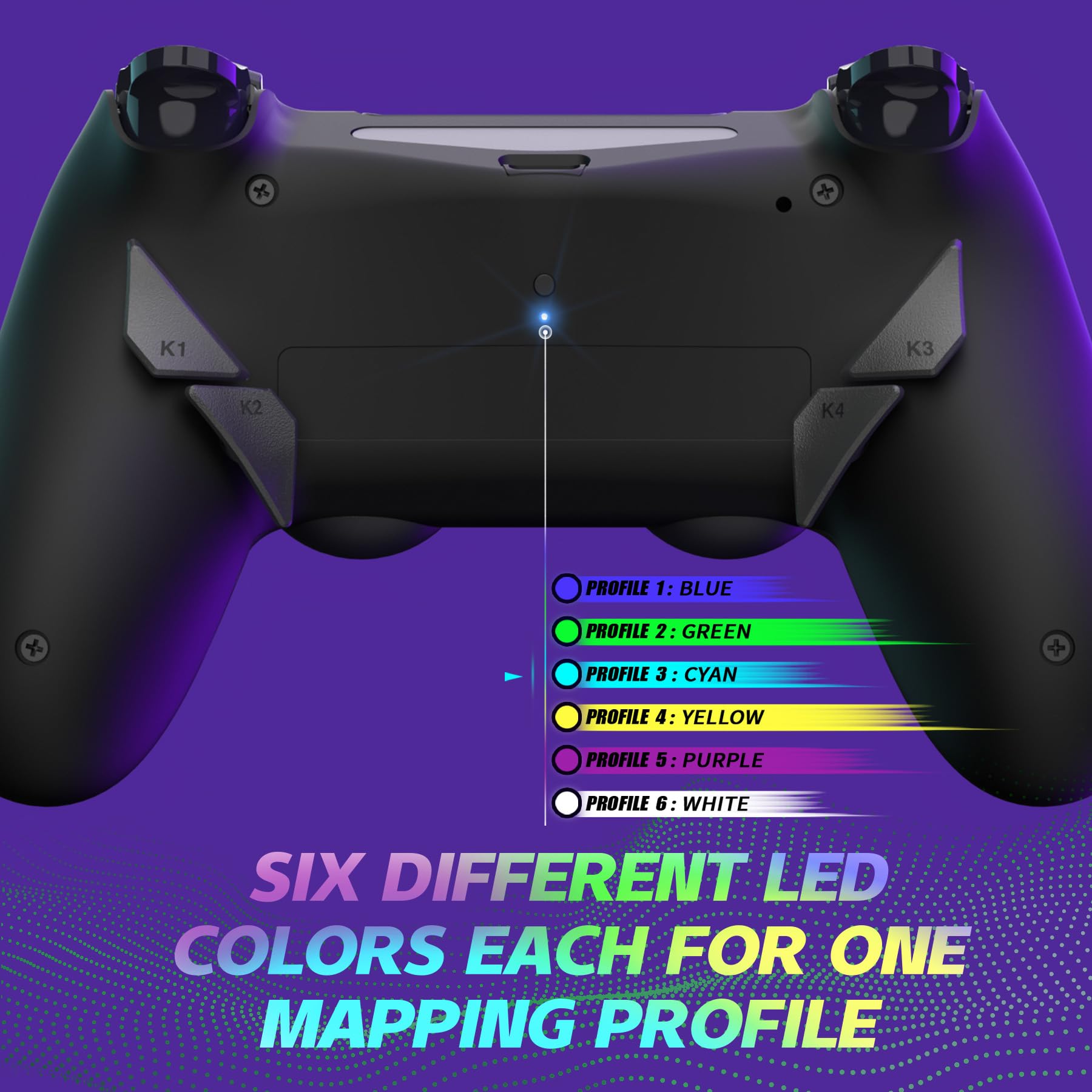 eXtremeRate DAWN Type-C Versione Remap Kit per ps4 Slim Pro Controller JDM-040/050/055,6 Profili 4 Tasti Aggiuntivi Cover Posteriore per ps4 Joystick(Senza Controller)-Nero