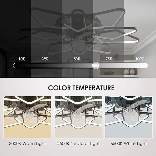 Miniatura 4 de Ventilador de techo de 39 pulgadas con control remoto por aplicación de luces, moderno ventilador de techo sin aspas con luces, ventilador de techo