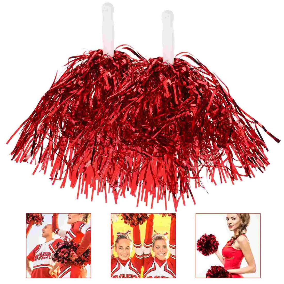 BZKSER Pompones de Animadora - 2 pcs de Pompones de porrista de Metal Foil,Pompones de Animadora con Asas, para Juegos de Pelota, Bailes, Fiestas de Carnaval,Chica Caliente — view 4