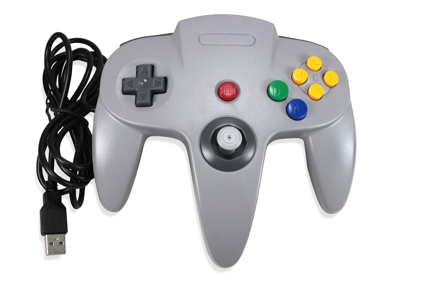 3rd Party Classic Retro N64 Bit USB Wired Controller for PC and MAC - Grey : Video Games
