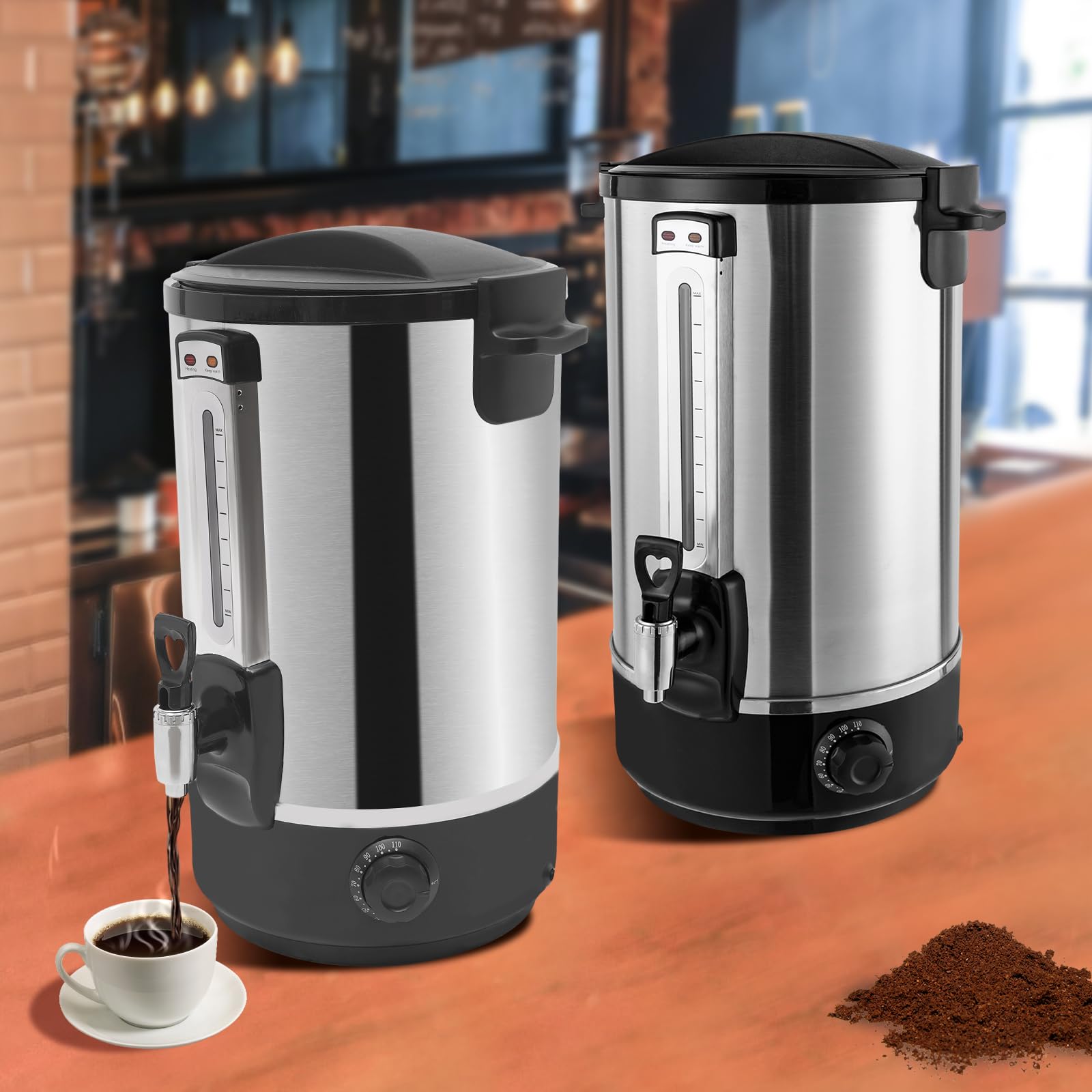 Commercial Electric Hot Water Bucket, 2200W Stainless Steel Insulation Barrel, 20L/5.3Gal Tabletop Household Electric Hot Water Jug, Suitable for Boiling Water, Brewing Tea, Hot Chocolate (20L)