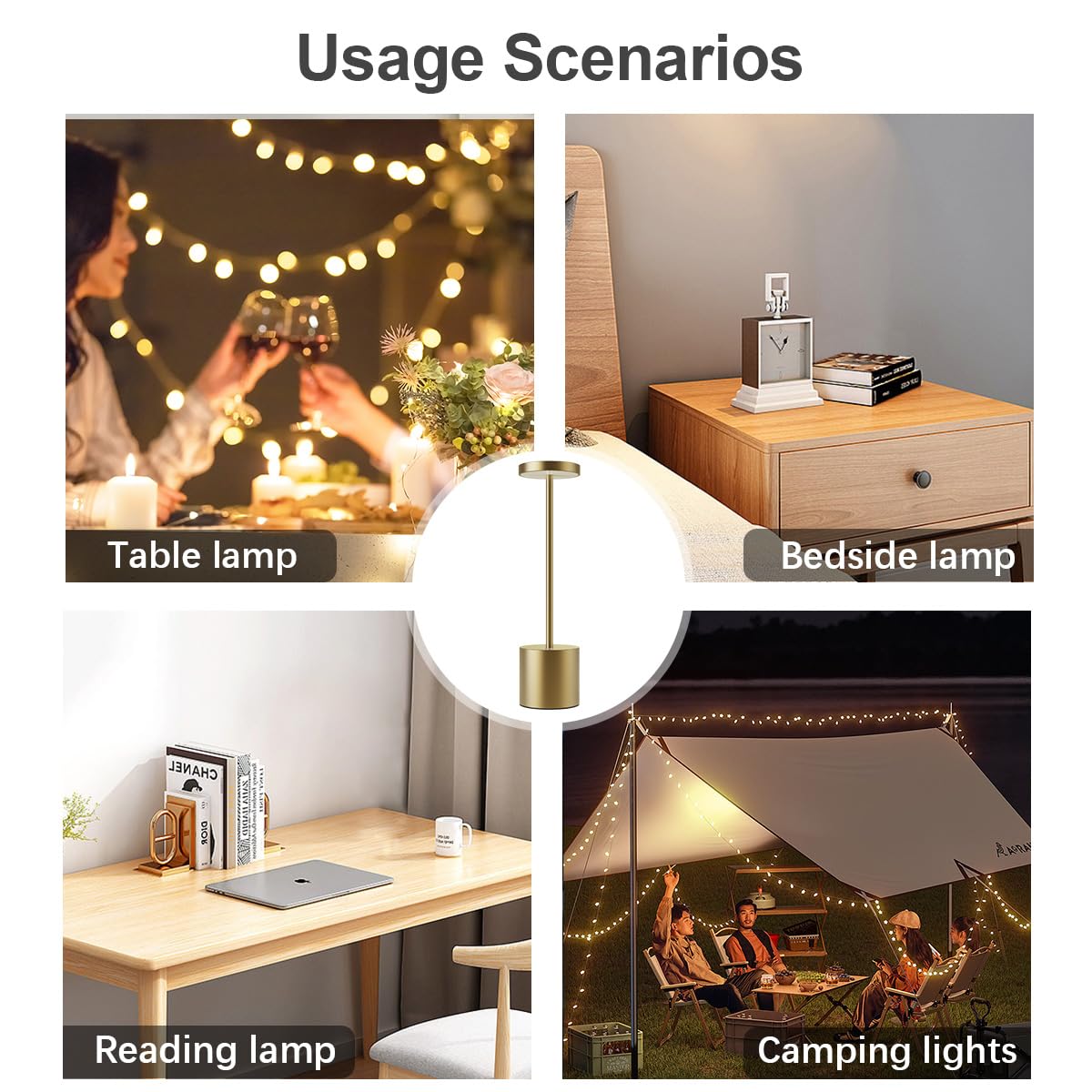 Hapfish Lampada da Tavolo Senza Fili LED, 5000mAh Lampada da Comodino 2 Pezzi Ricaricabile USB, Luce a Batteria Dimmerabile, 3 Modalità di Colore, per Scrivania Esterno Tavola Ristorante Comodino
