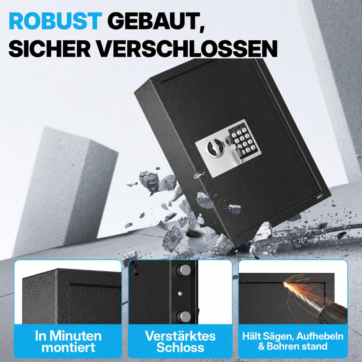 Schlüsselkasten, 73 Positionen Schlüsseltresor mit Kombination, Schlüsselbrett mit zurücksetzbar, schwarz, Digitale Sicherheitsbox, Schlüssel-Organizer mit verstellbaren Regalen